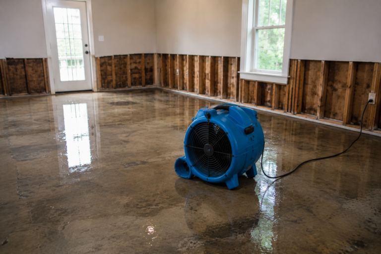 Water damage restoration equipment deployed inside Honolulu home