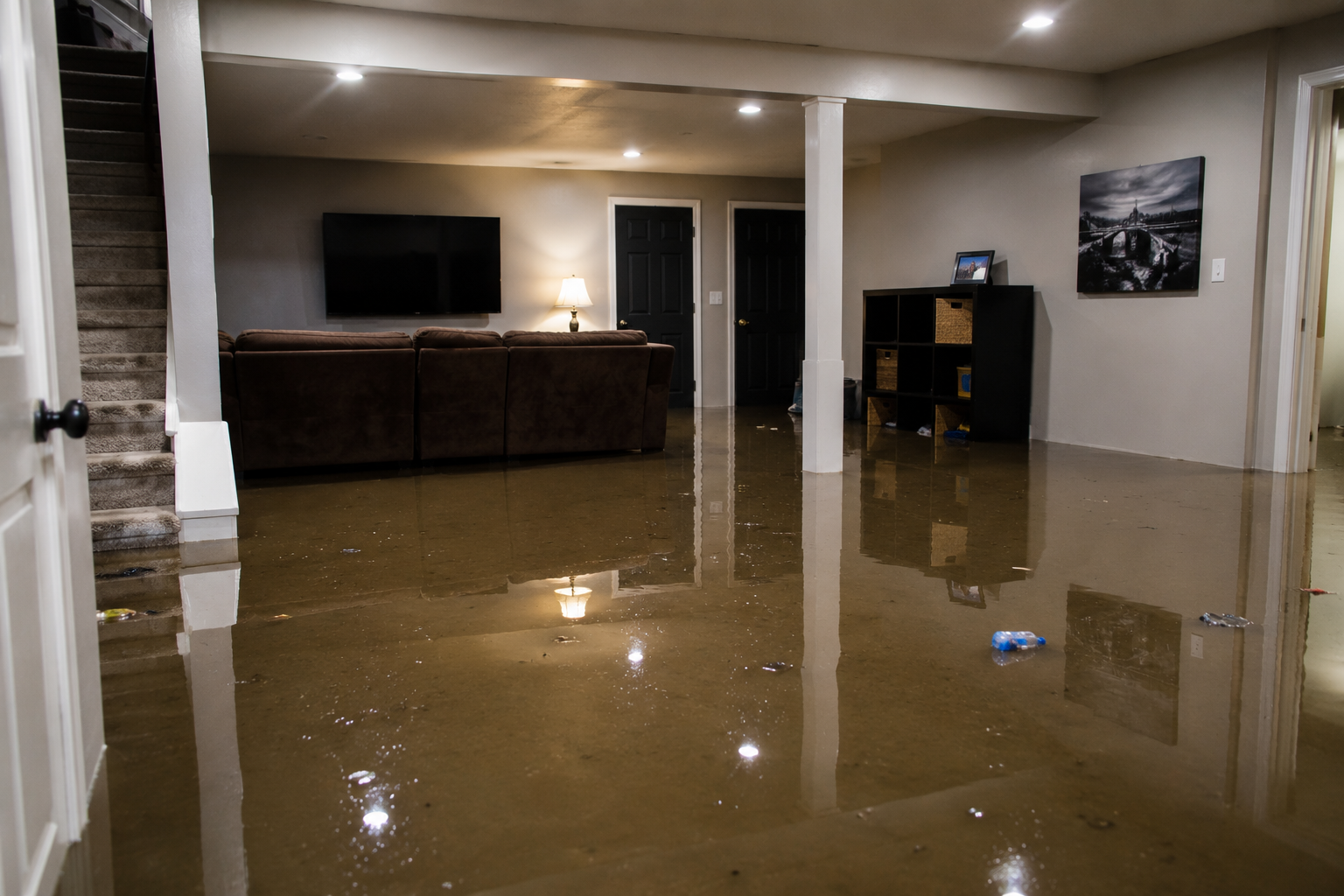 Flooded interior of Honolulu home requiring professional flood cleanup